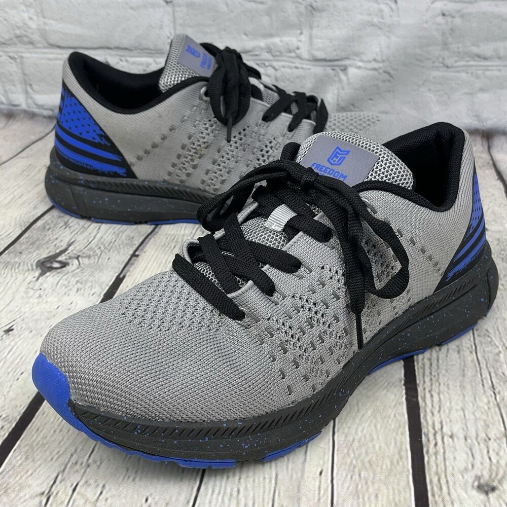 Freedom Industries FreeKnit V1 Running Shoes Men Size 8.5 Gray Blue Sneakers